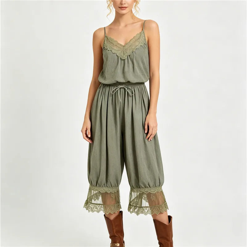 Women's olive cami with lace for casual summer outings