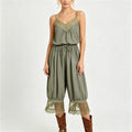 Women's olive cami with lace for casual summer outings