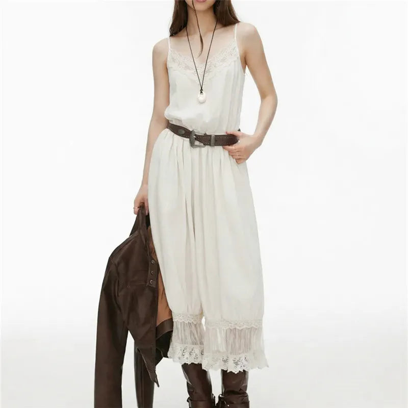 Women's ivory cami with lace, perfect for casual summer outings