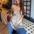 Women's silver camisole lace top for casual outings