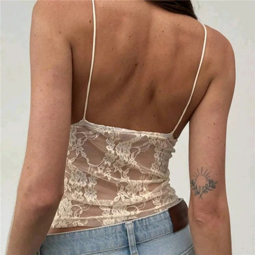 Women's lace camisole in cream, perfect for casual wear
