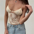 Women's cream camisole lace top for casual summer outings