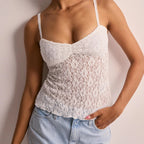 Women's white camisole lace top, perfect for summer outings