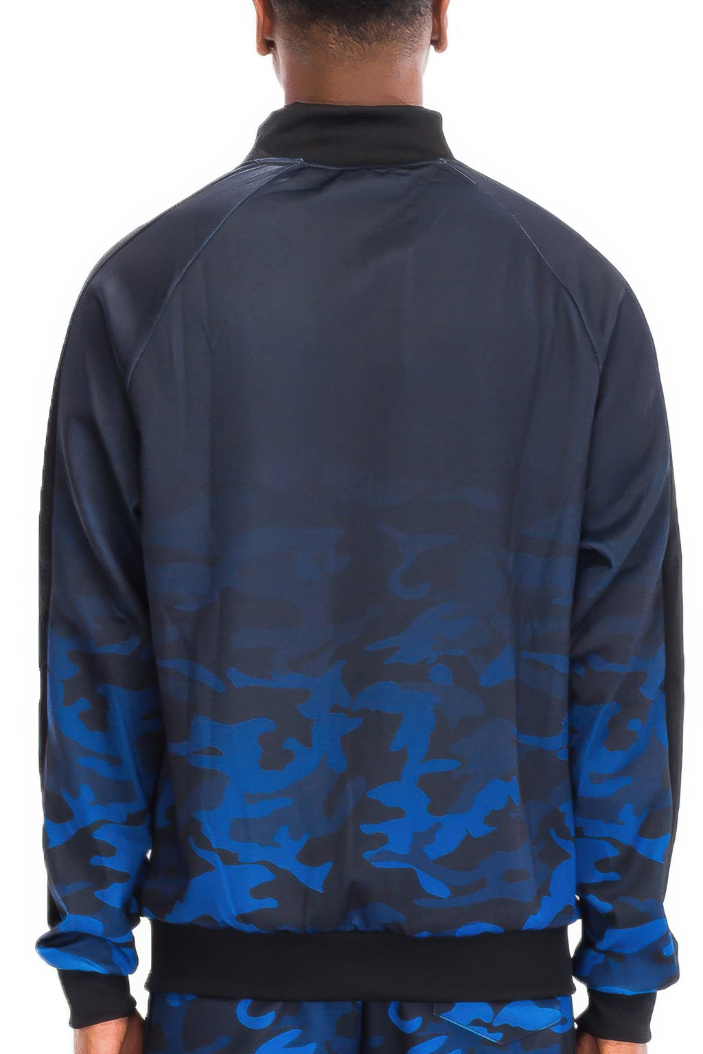 Men's blue camo jacket, lightweight fabric for casual outings