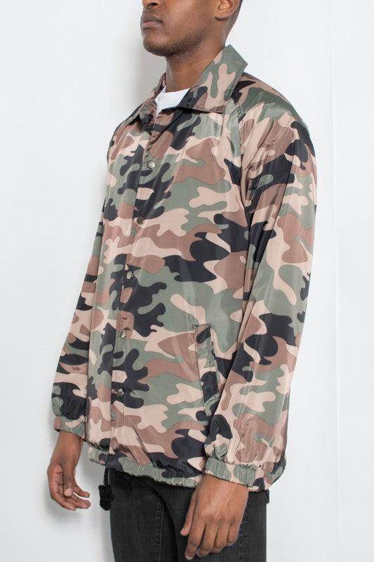 Camo Print Coachs Jacket - VacationGrabs