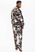 WEIV men's camo track pants with stripe in stylish camo pattern for casual wear