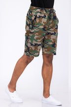 Heathered Cotton Blend Shorts with Drawstring Waist