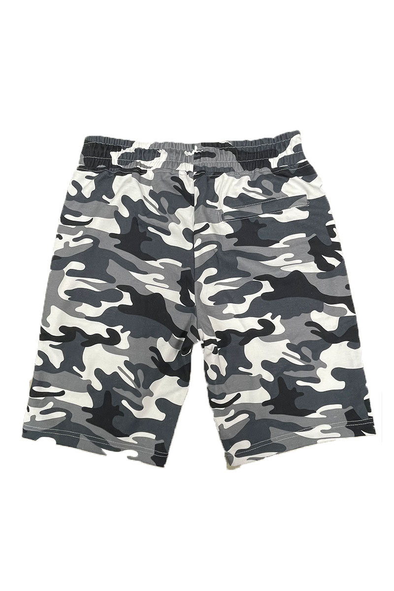 Heathered Cotton Blend Shorts with Drawstring Waist