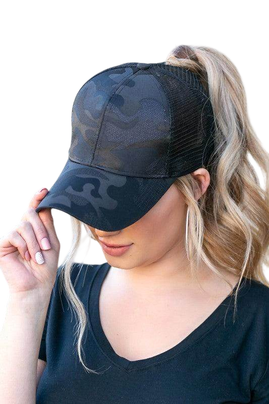 Camouflage Messy Bun Cap for Women