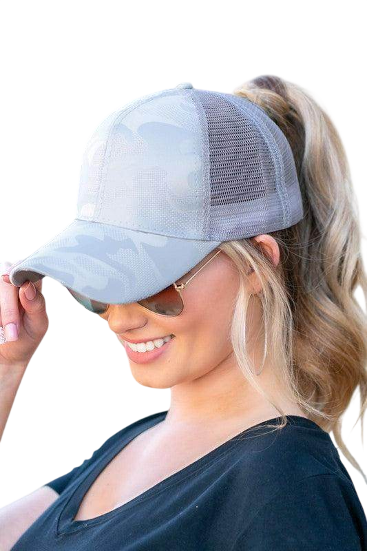 Camouflage Messy Bun Cap for Women