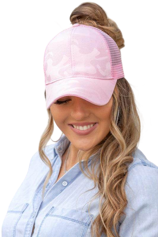 Camouflage Messy Bun Cap for Women