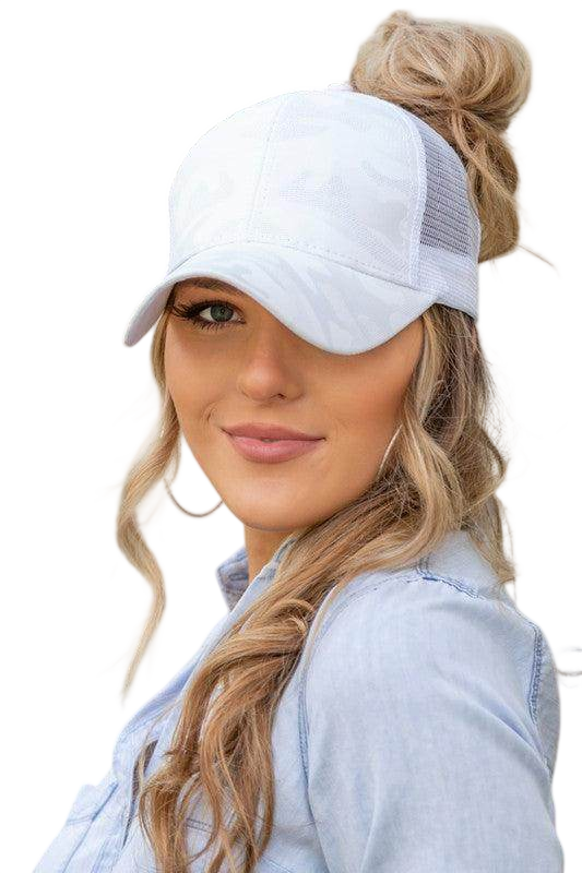 Camouflage Messy Bun Cap for Women