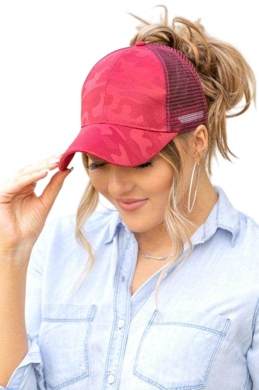 Camouflage Messy Bun Cap for Women