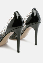 Candace Clear Patent Faux Leather Detail Pumps