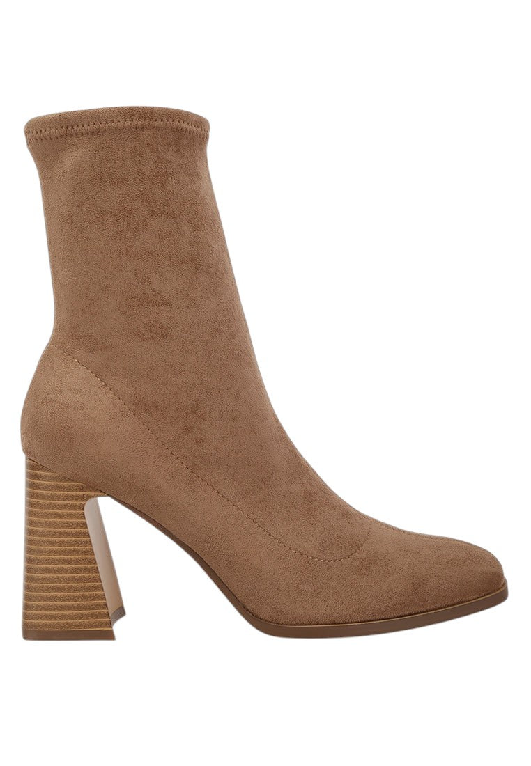 Candid High Ankle Flared Block Heel Boots
