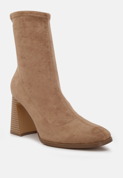 Candid High Ankle Flared Block Heel Boots