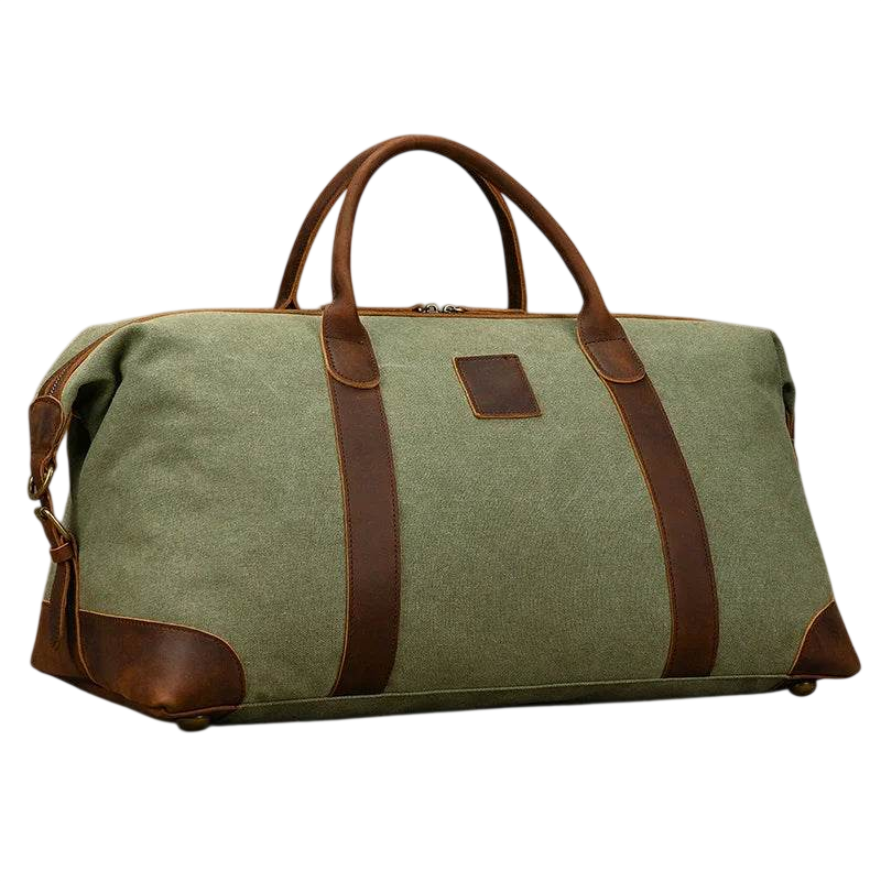 Bolsa de viaje de lona y cuero para hombre, grande, de hombro, para fin de semana