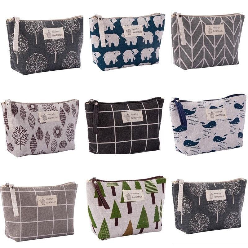 Travel Essentials - Toiletry Bags Canvas Makeup Bags With Multicolor Pattern Cute Pouches For...