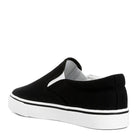 Rag Company black canvas slip on sneakers for women with white rubber sole and low profile design