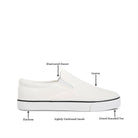 Rag Company women's white canvas slip on sneakers with flat platform and cushioned insole