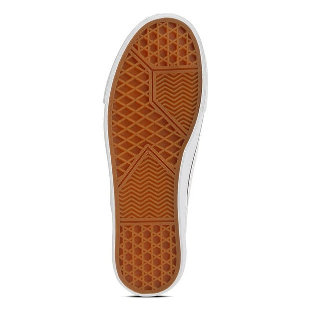 Rag Company canvas slip on sneakers showing durable brown rubber sole with tread pattern
