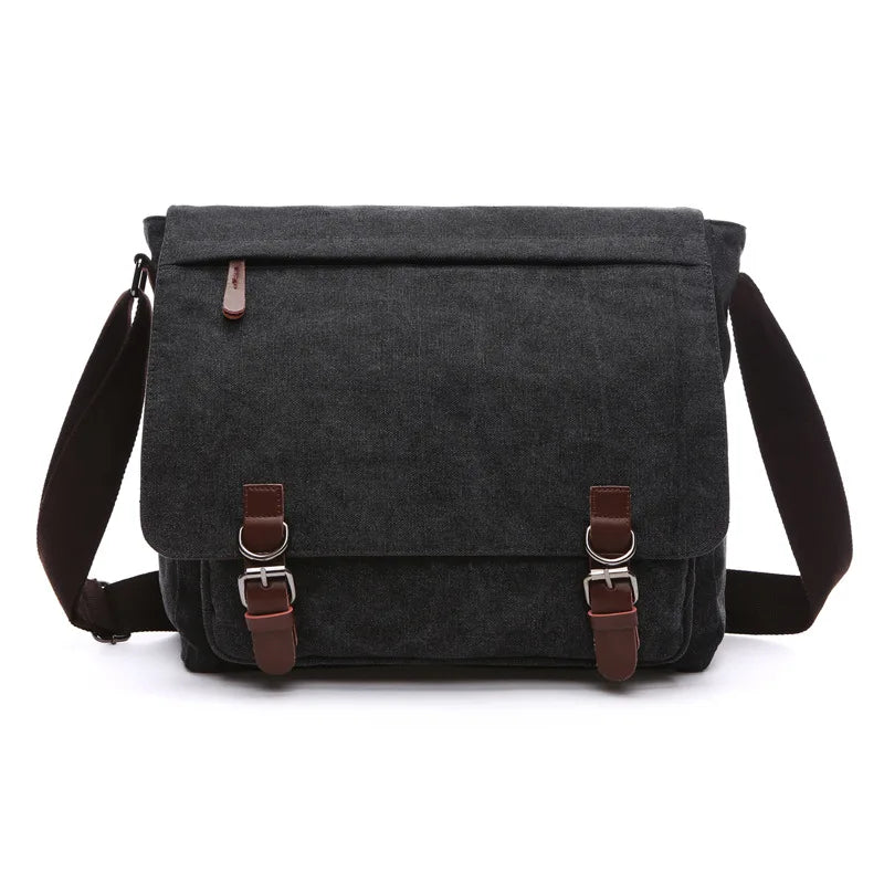 Stylish gray canvas tote bag with brown leather accents for daily use