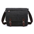Stylish gray canvas tote bag with brown leather accents for daily use