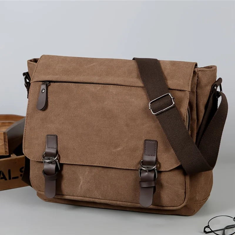 Brown canvas totes bag with adjustable strap for everyday use
