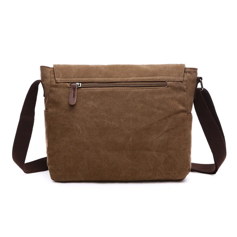 Brown canvas totes bag for daily use with adjustable shoulder strap