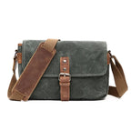 Gray canvas totes bag with brown leather accents for daily use
