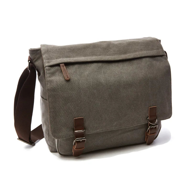 Gray canvas totes bag with adjustable shoulder straps for everyday use