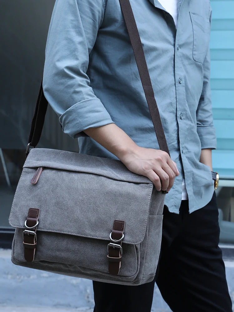 Gray canvas totes bag for casual outings and daily use