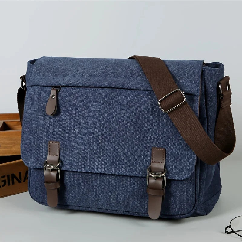 Navy canvas totes bag with stylish buckles for everyday use