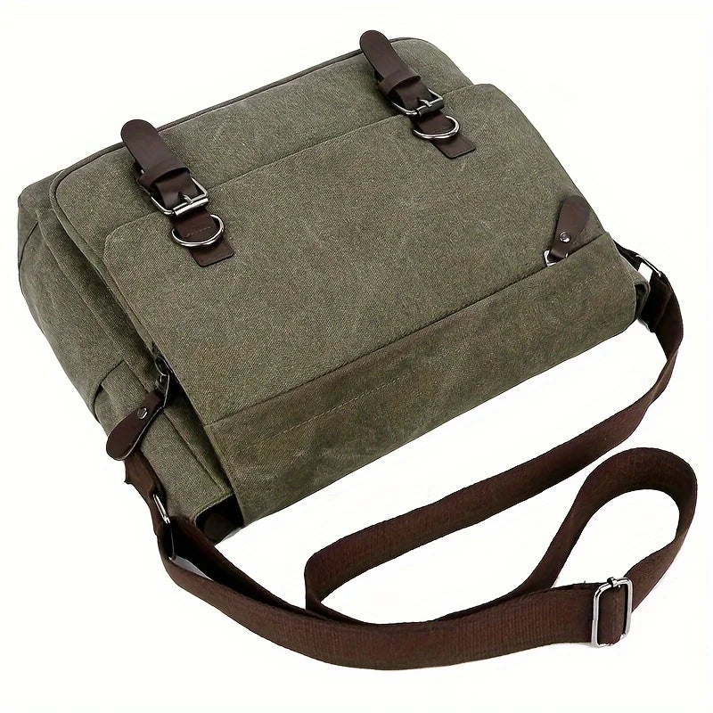 Olive green canvas totes bag with adjustable strap for daily use