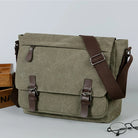 Olive green canvas totes bag for everyday use with adjustable strap