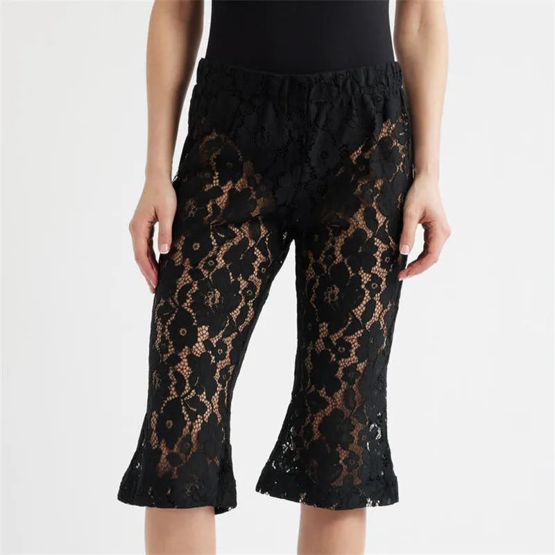 Women's black lace capri dress pants for trendy summer outfits