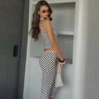 Women's polka dot capri dress pants, stylish for casual outings