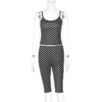 Women's black polka dot capri dress pants set for casual outings