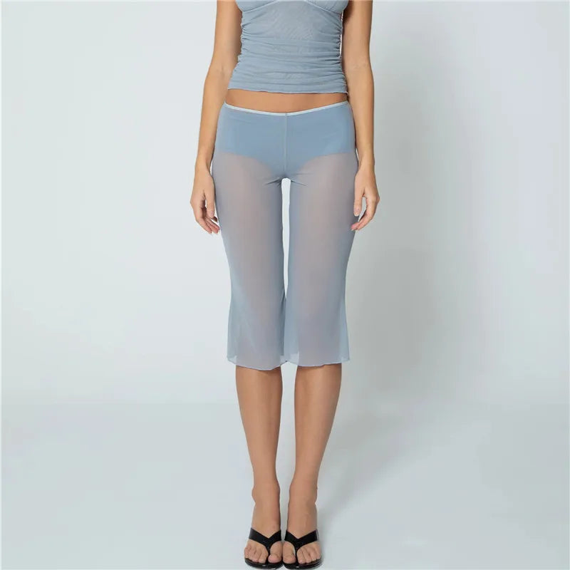 Women's light blue capri dress pants, perfect for casual outings