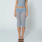 Women's light blue capri dress pants, perfect for casual outings
