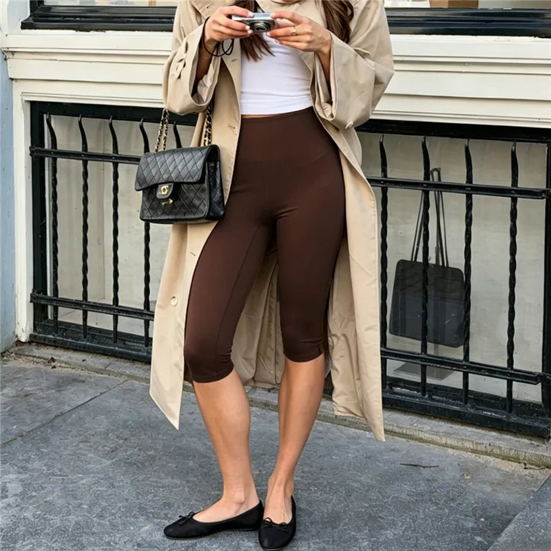 Women's brown capri dress pants for casual or office wear