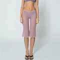 Women's sheer capri dress pants in light pink, perfect for summer outings