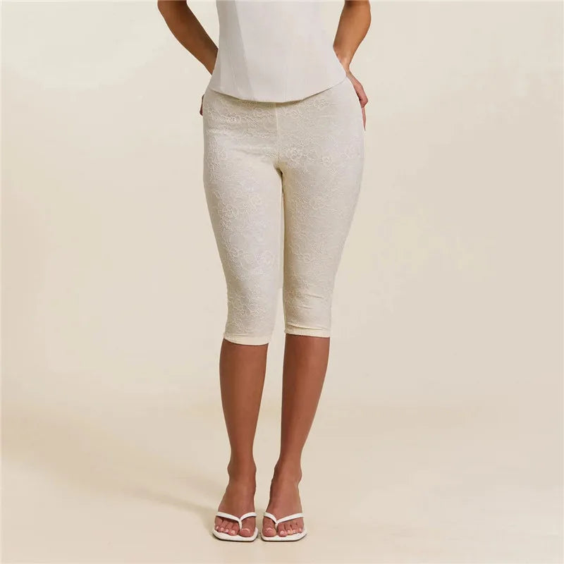 Women's cream capri dress pants, lightweight for summer wear