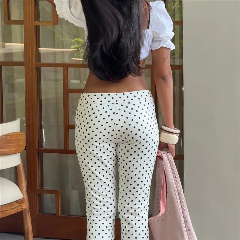 Women's polka dot capri dress pants for casual summer outings
