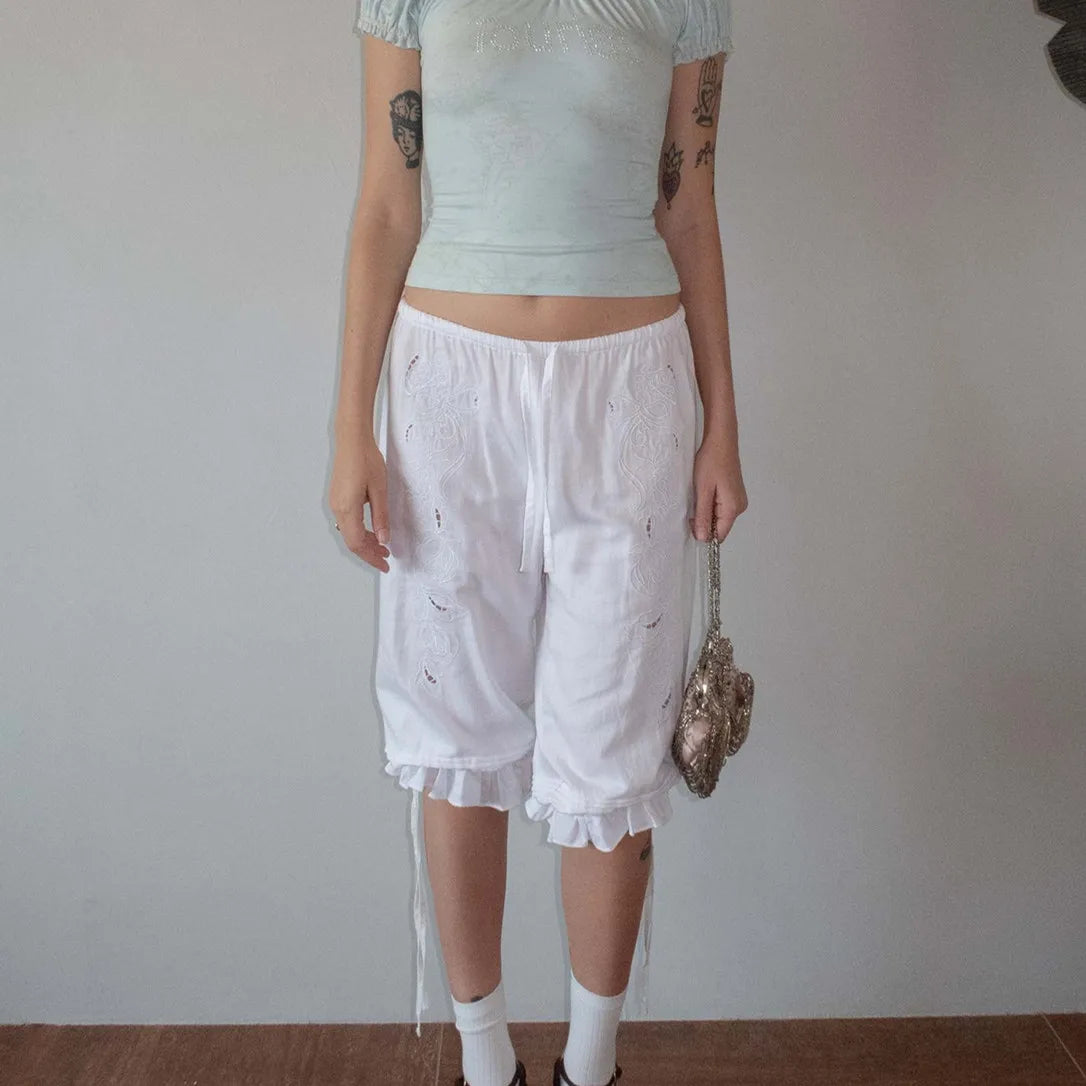 Women's white capri dress pants, lightweight for casual summer wear