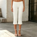 Women's white capri dress pants, lightweight for summer wear