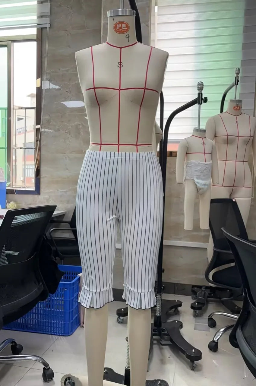 Women's striped capri dress pants, stylish fit for casual outings