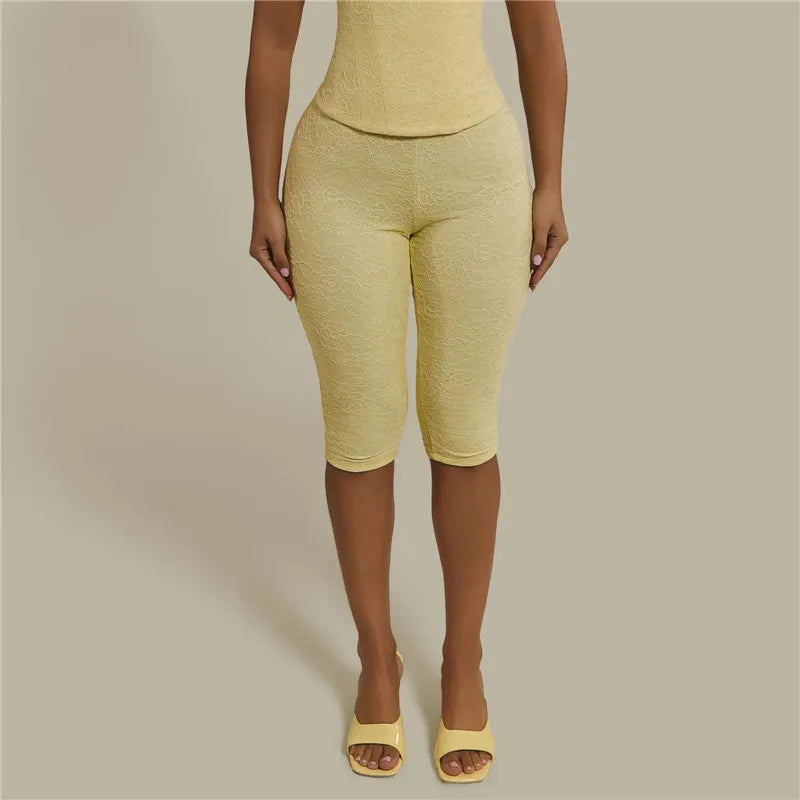 Women's yellow capri dress pants, lightweight fabric for summer outings