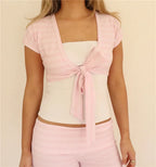 Women's pink cardigan cropped top, ideal for casual wear