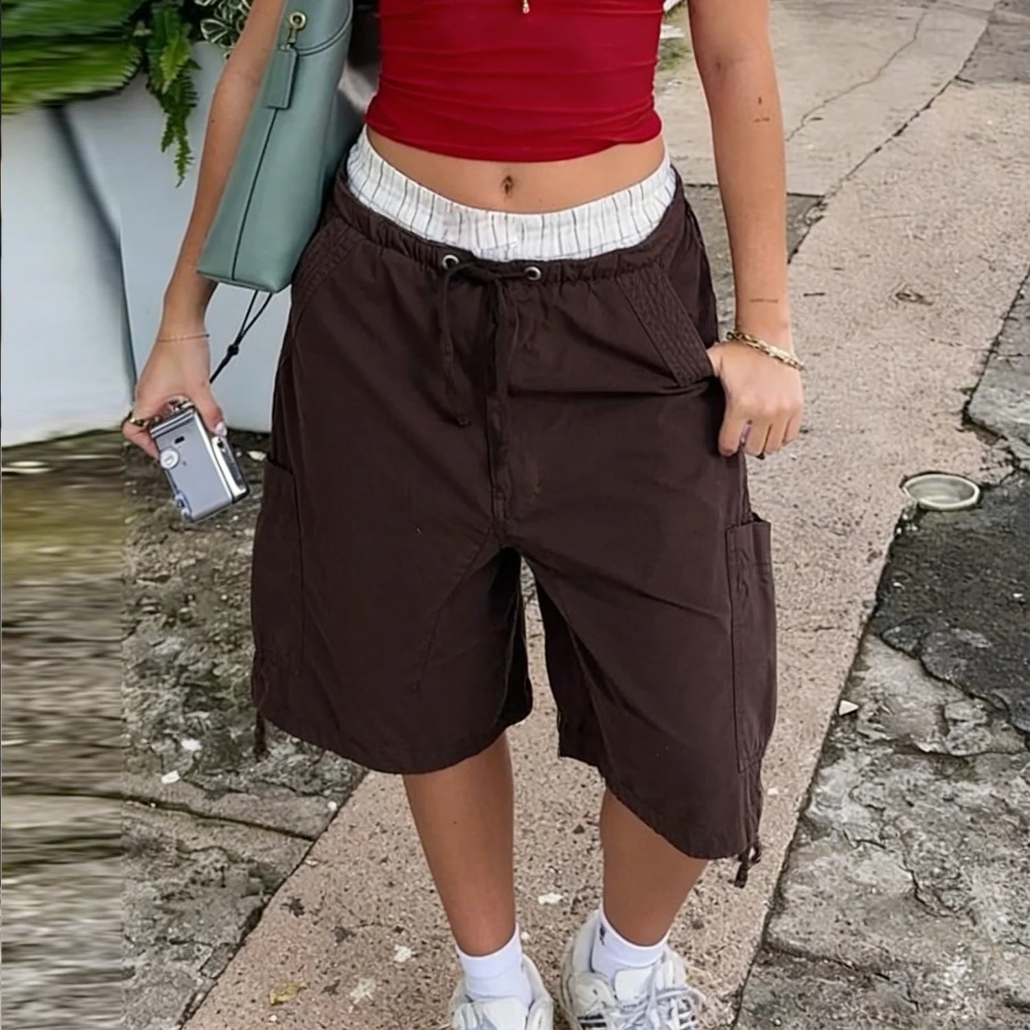 Brown cargo cargo shorts for casual summer outings